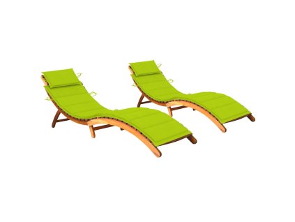 vidaXL Zahradní lehátka s poduškami 2 ks masivní akáciové dřevo