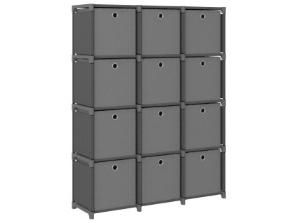 vidaXL Výstavní police 12 přihrádek s boxy šedá 103x30x141 cm textil