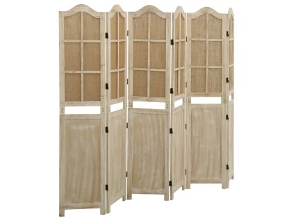 vidaXL 6dílný paraván hnědý 214 x 165 cm textil