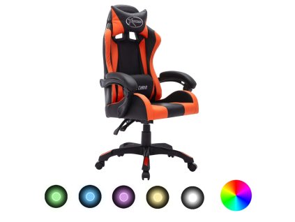 vidaXL Herní židle s RGB LED podsvícením oranžovočerná umělá kůže
