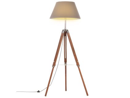 vidaXL Stojací lampa stativ medově hnědá a šedá masivní teak 141 cm