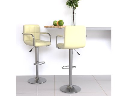 vidaXL Barové stoličky 2 ks krémové umělá kůže
