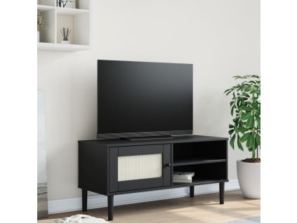 vidaXL TV skříňka SENJA ratanový vzhled černá 106x40x49 cm borovice