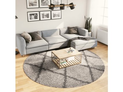 vidaXL Koberec PAMPLONA s vysokým vlasem béžový a antracit Ø 240 cm