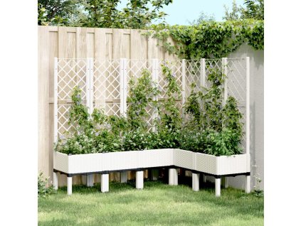 vidaXL Zahradní truhlík s treláží bílý 160 x 120 x 142 cm PP