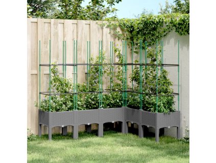 vidaXL Zahradní truhlík s treláží světle šedý 160 x 120 x 142,5 cm PP