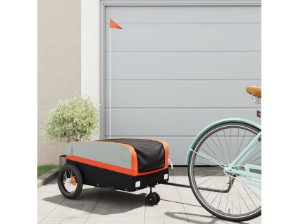 vidaXL Vozík za kolo černý a oranžový 30 kg železo