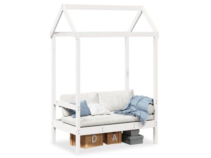 vidaXL Lavice se stříškou bílá 117,5 x 70 x 176,5 cm masivní borovice