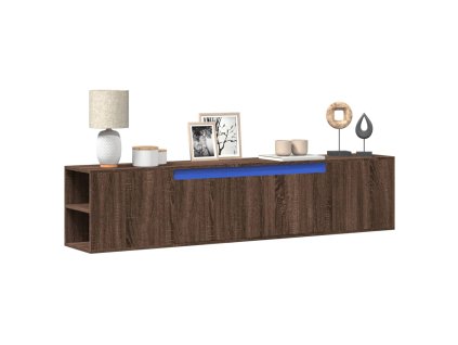 vidaXL Nástěnná TV skříňka s LED hnědý dub 180 x 31 x 39,5 cm
