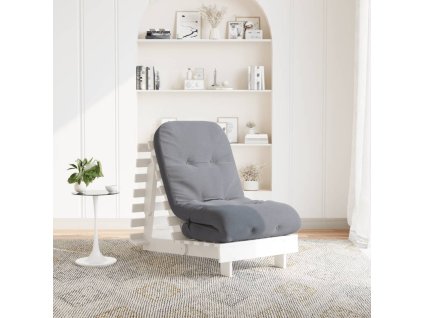 vidaXL Futonová rozkládací pohovka s matrací bílá 60x206x11cm borovice