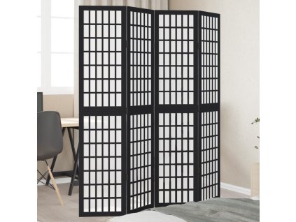 vidaXL Paraván 4dílný černý masivní dřevo pavlovnie