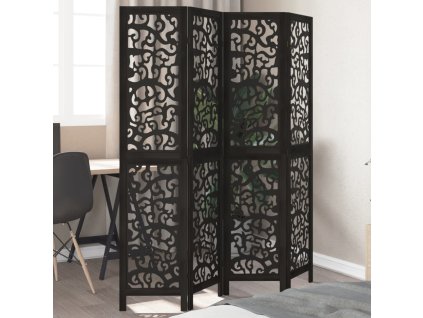vidaXL Paraván 4dílný černý masivní dřevo pavlovnie