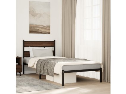 vidaXL Postel bez matrace s čelem hnědý dub 90 x 200 cm