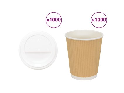 vidaXL Papírové kelímky na kávu s víčky 1000 pcs 8oz 200ml