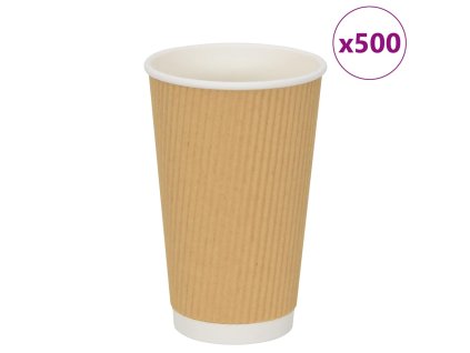 vidaXL Papírové kelímky na kávu 500 pcs 16oz 400ml hnědé
