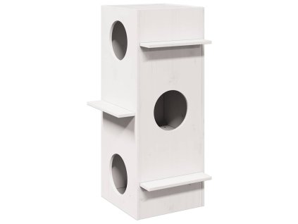 vidaXL Kočičí domeček bílá 43x43x90 cm masivní borové dřevo