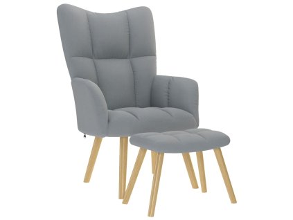vidaXL Relaxační křeslo s podnožkou světle šedé textil
