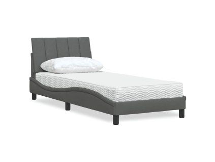 vidaXL Postel s matrací Hanko tmavě šedá 90 x 200 cm textil