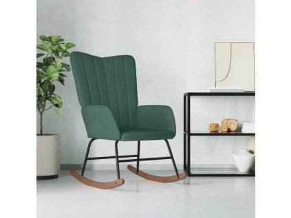 vidaXL Houpací židle tmavě zelená samet