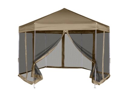 vidaXL Šestihranný pop-up stan s bočnicemi 3,6 x 3,1 m taupe 220 g/m²