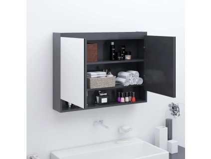 vidaXL Koupelnová skříňka se zrcadlem 80 x 15 x 60 cm MDF šedá