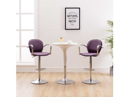 vidaXL Barové stoličky s područkami 2 ks fialové umělá kůže