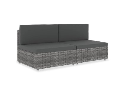 vidaXL Dílčí pohovka 2místná polyratan šedá