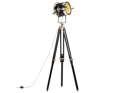 vidaXL Stojací lampa na stativu černá masivní mangovník 171 cm