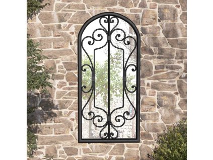 vidaXL Zahradní zrcadlo černé 100 x 45 cm železo do exteriéru