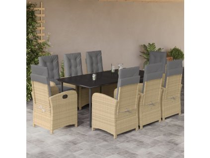 vidaXL 9dílný zahradní jídelní set s poduškami mix béžové polyratan