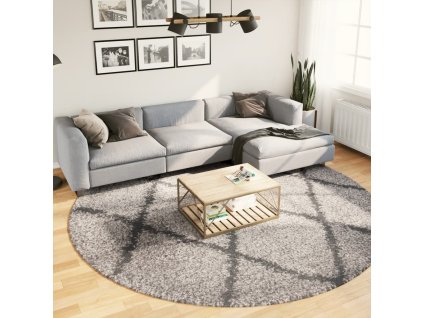 vidaXL Koberec PAMPLONA s vysokým vlasem béžový a antracit Ø 280 cm