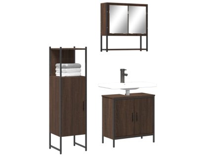 vidaXL 3dílný set koupelnového nábytku hnědý dub kompozitní dřevo