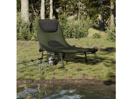 vidaXL Rybářské lehátko nastavitelné nohy do bláta skládací zelené