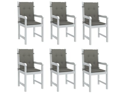 vidaXL Podušky na židli nízké opěradlo 6 ks šedá melanž 100x50x4 cm