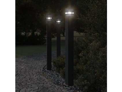 vidaXL Venkovní stojací lampy s čidlem 3 ks černé 110 cm hliník