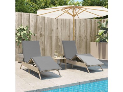 vidaXL Zahradní lehátka s poduškami 2 ks béžová polyratan