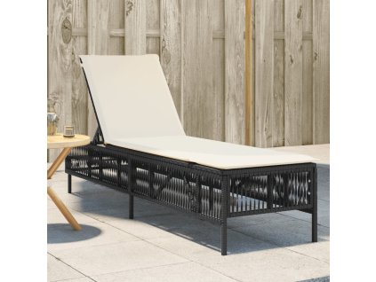 vidaXL Zahradní lehátko s poduškou černé polyratan