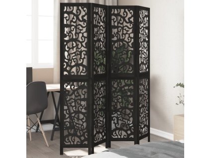 vidaXL Paraván 4dílný černý masivní dřevo pavlovnie