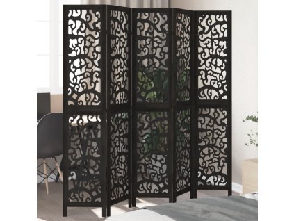vidaXL Paraván 5dílný černý masivní dřevo pavlovnie