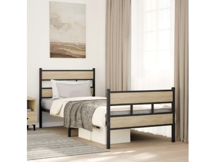 vidaXL Kovový rám postele bez matrace dub sonoma 80 x 200 cm