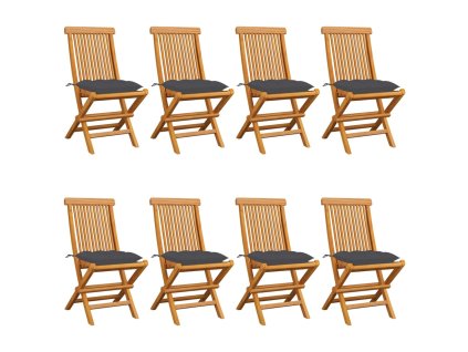 vidaXL Zahradní židle s antracitovými poduškami 8 ks masivní teak