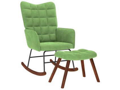 vidaXL Houpací křeslo se stoličkou světle zelené samet