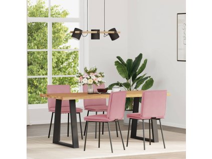 vidaXL Jídelní židle 4 ks růžové samet