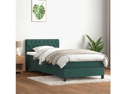 vidaXL Box spring postel s matrací tmavě zelená 80x220 cm samet