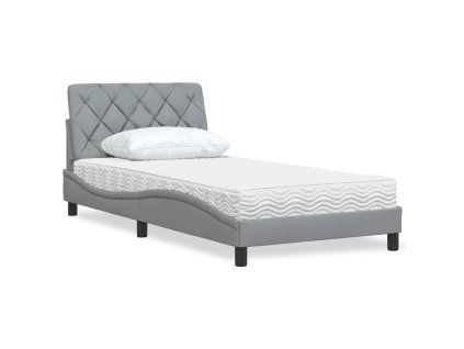vidaXL Postel s matrací světle šedá 100 x 200 cm textil