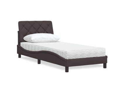 vidaXL Postel s matrací tmavě hnědá 90 x 200 cm textil