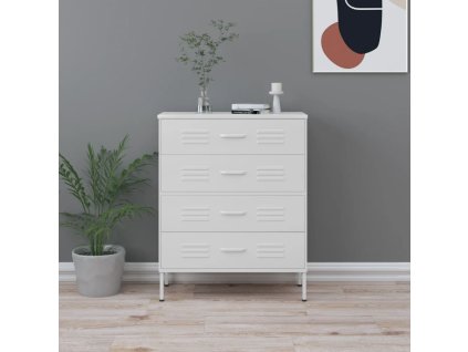 vidaXL Komoda se zásuvkami bílá 80 x 35 x 101,5 cm ocel