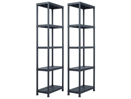 vidaXL Skladové regály 2 ks černé 125 kg 60 x 30 x 180 cm plastové