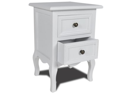 vidaXL Noční stolek se 2 zásuvkami MDF bílý