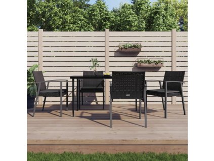 vidaXL Zahradní židle s poduškami 4 ks černé 56,5x57x83 cm polyratan